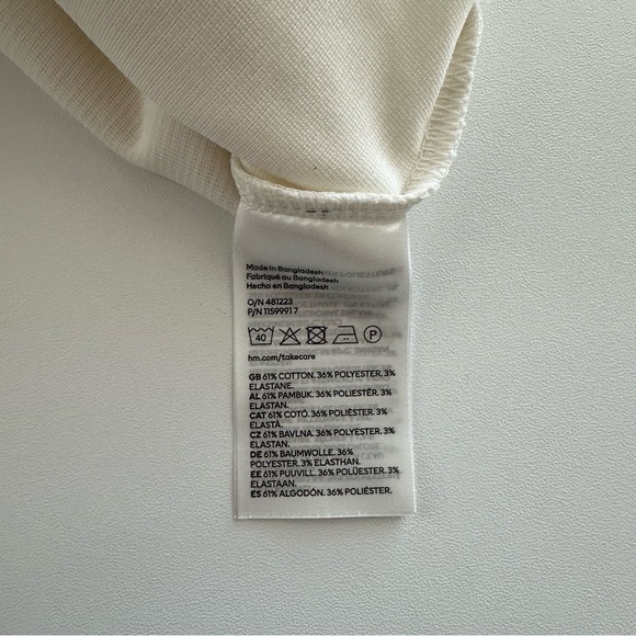 Cream Cropped Ribbed Tank Top, Medium. - Picture 3 of 3